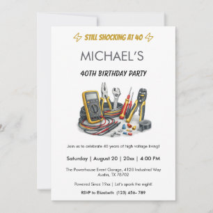 Invitación Aún impactante a los 40 Cumpleaños de Electricista