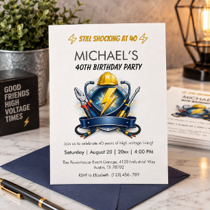 Invitación Aún impactante a los 40 Cumpleaños de Electricista