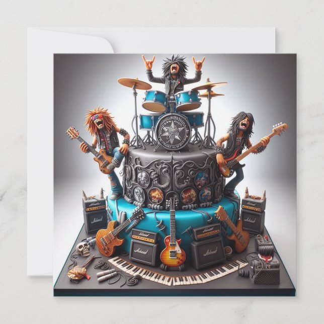 Invitación AÚN ROCKING, Celebración del cumpleaños de adultos (Anverso)