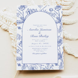 Invitación AURELIA Chinoiserie Blue Victorian Boda Floral