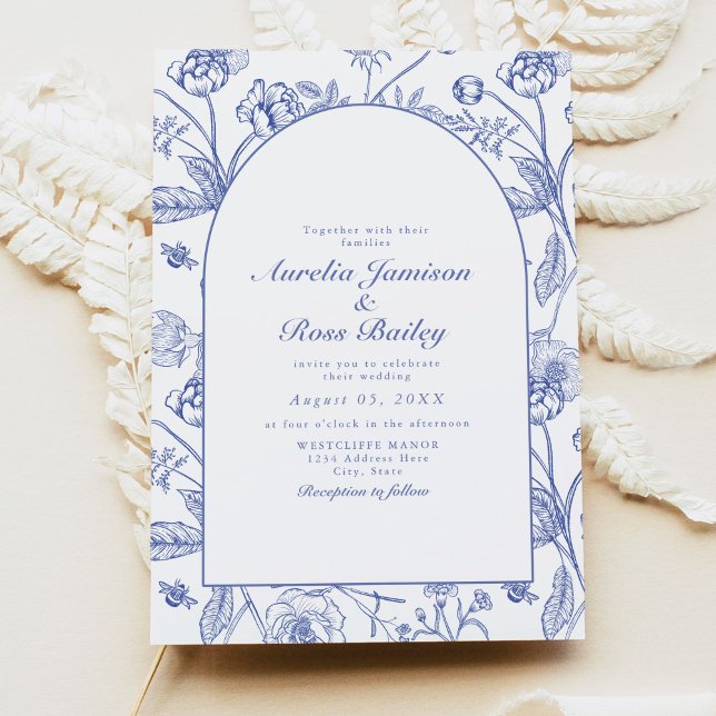 Invitación AURELIA Chinoiserie Blue Victorian Boda Floral (Subido por el creador)