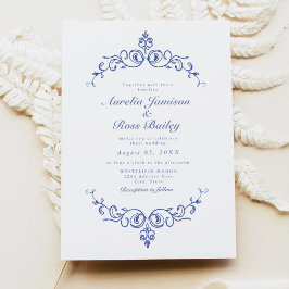 Invitación AURELIA Chinoiserie Blue Victorian Boda Floral