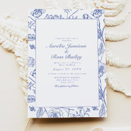 Invitación AURELIA Chinoiserie Blue Victorian Boda Floral