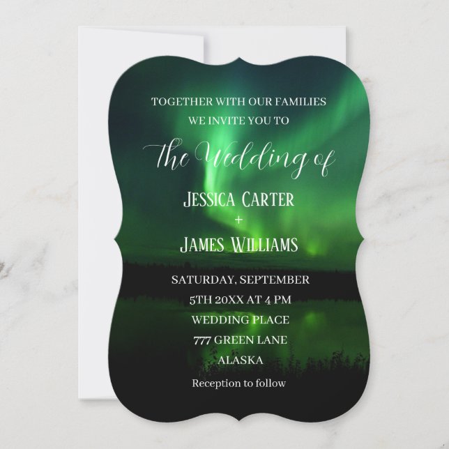 Invitación Aurora Borealis Elegante Boda (Anverso)