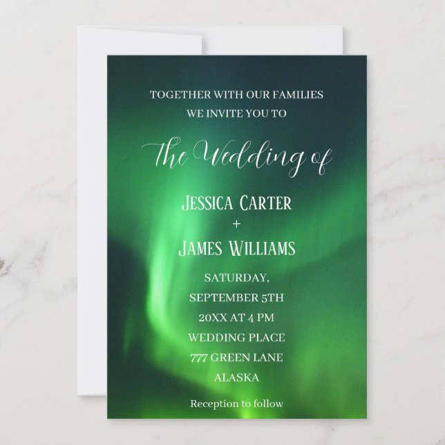 Invitación Aurora Borealis Elegante Boda (Anverso)
