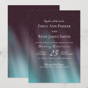 Invitación Aurora Borealis Turquois Starry Sky