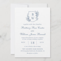 [AURORA] Escudo azul turbio cosecha Boda monograma