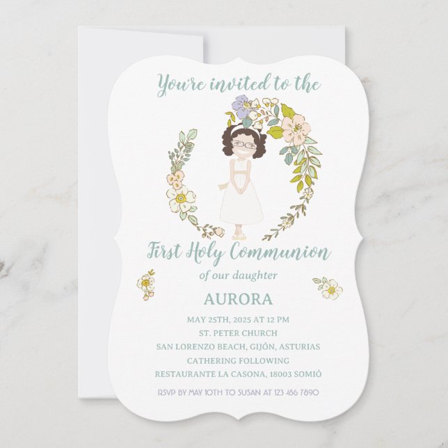 Invitación AURORA Primera Comunión (Anverso)