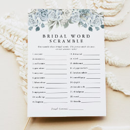 Invitación AUSHA Dusty Blue Word Scramble Brillante Shower Ga