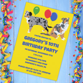 Invitación Aussies Australian Shepherds Birthday Party