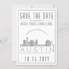 Invitación Austin Boda | Estilizado Skyline Guardar la fecha