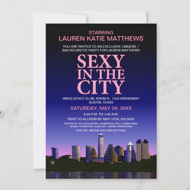 Invitación Austin Texas Bachelorette Movie Poster (Anverso)