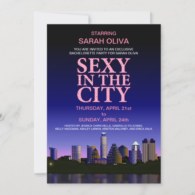 Invitación Austin Texas Skyline Bachelorette Movie Fiesta (Anverso)