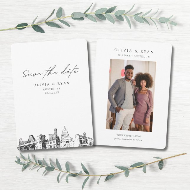 Invitación Austin Wedding Save the Date Downtown Boda (Austin save the date wedding)