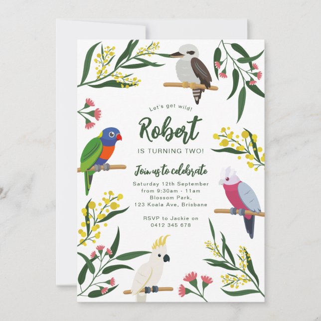 Invitación Australian Birds Birthday Invitation (Anverso)