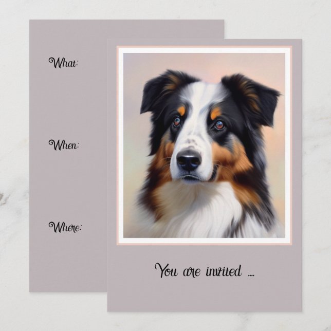 Invitación Australian Shepherd Kopf -  (Anverso / Reverso)