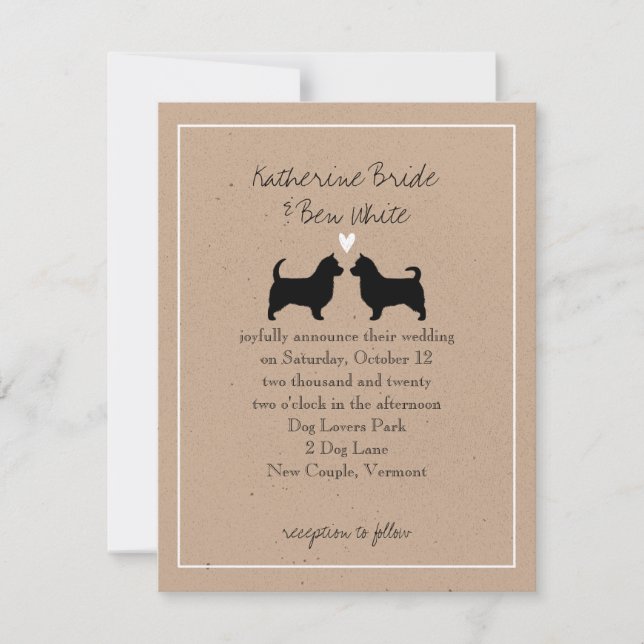 Invitación Australian Terriers con Colas Largas Boda (Anverso)