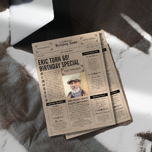 Invitación Auténtica foto de portada de periódico de cumpleañ
