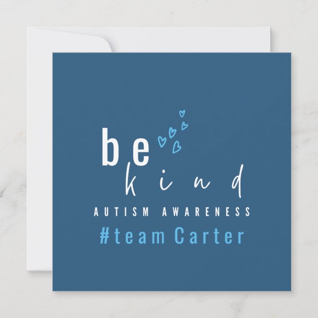 Invitación autism awareness be kind blue #team name custom  (Anverso)