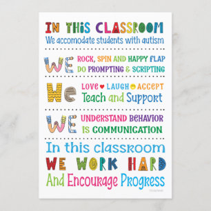 Invitación Autism Teacher Classroom Rules Mini Print