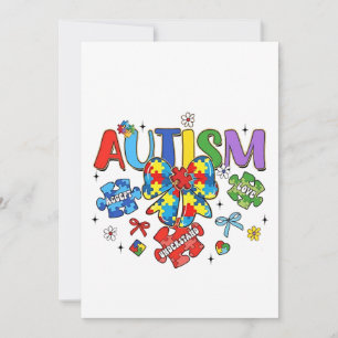Invitación Autismo Conciencia Bow Coquette Puzzle Piece Neuro
