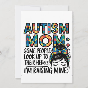 Invitación Autismo Mamá algunas personas miran a sus héroes