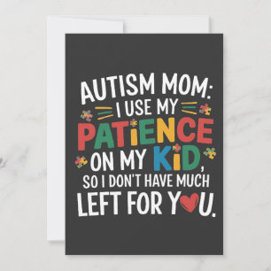 Invitación Autismo Mamá uso mi paciencia con mi hijo