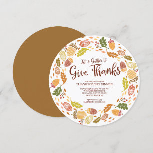 Invitación Autmn Wreath da gracias a la cena de Acción de Gra