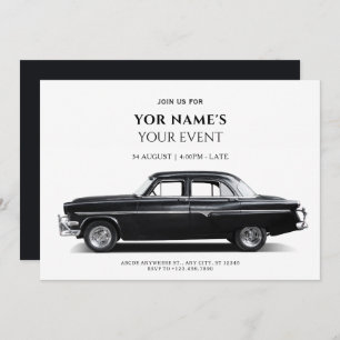 Invitación Auto clásico negro