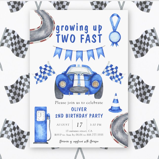 Invitación Auto de carreras crece con dos fiestas de cumpleañ (Subido por el creador)