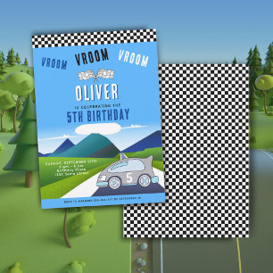 Invitación Auto de Carreras Veloz Niño Cumpleaños Camino