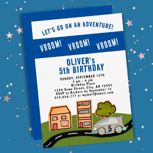 Invitación Auto de Carreras Vroom Vroom Chico del Rancho de C