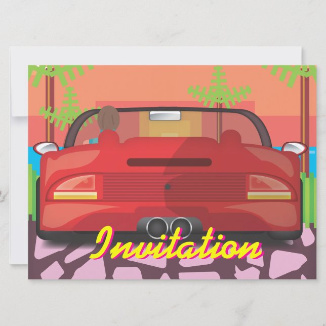 Invitación Auto deportivo de arcade de los 80 (Anverso)