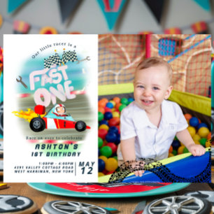 Invitación Auto rápido de una carrera de cumpleaños