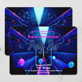 Invitación Autobús de fiesta Glow Party Club Hopping Cumpleañ