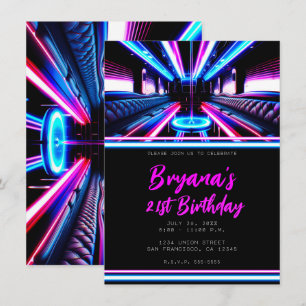 Invitación Autobús de fiesta Luces de brillo Pista de baile F