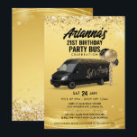 Invitación Autobús de fiesta negro y dorado<br><div class="desc">Esta invitación para el autobús de fiesta negro y dorado es perfecta para todos los eventos de autobús de fiesta. ¡Use esta invitación para cumpleaños,  despedida de soltero,  despedida de soltera,  salida deportiva y más!</div>