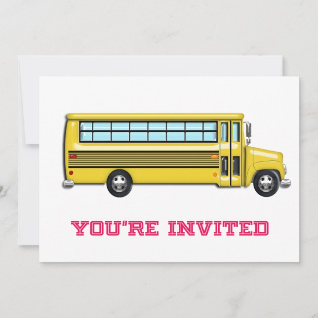 Invitación Autobús escolar amarillo brillante invitado (Anverso)