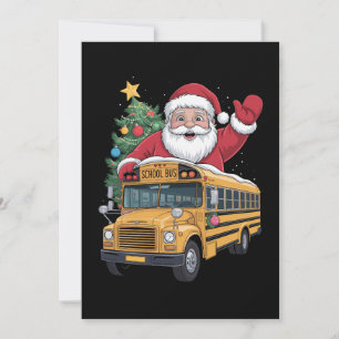 Invitación Autobús Escolar Santa Claus Árbol De Navidad Condu