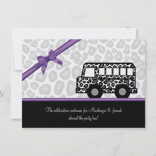 Invitación Autobús Fiesta de Leopard Spots (Anverso)