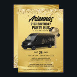 Invitación Autobús Fiesta negro y dorado<br><div class="desc">¡Esta invitación a los autobuses Fiestas Black and Gold es perfecta para todos los eventos de fiesta en autobús! ¡Usa esta invitación para cumpleaños,  soltera,  soltera,  salidas deportivas y más!</div>