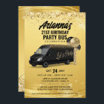 Invitación Autobús Fiesta negro y dorado<br><div class="desc">¡Esta invitación a los autobuses Fiestas Black and Gold es perfecta para todos los eventos de fiesta en autobús! ¡Usa esta invitación para cumpleaños,  soltera,  soltera,  salidas deportivas y más!</div>