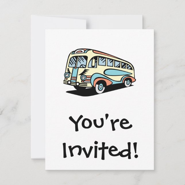 Invitación autobús retro (Anverso)