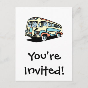 Invitación autobús retro