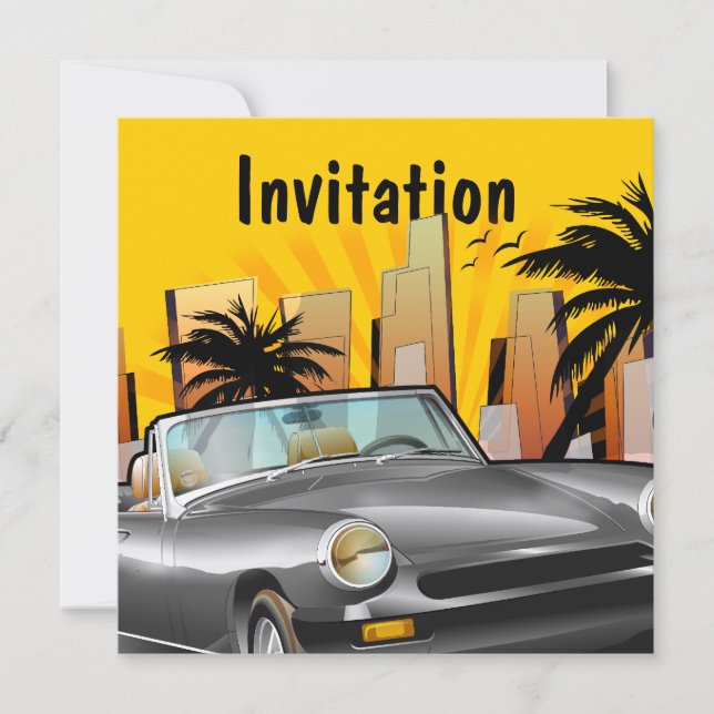Invitación Automóvil deportivo clásico (Anverso)
