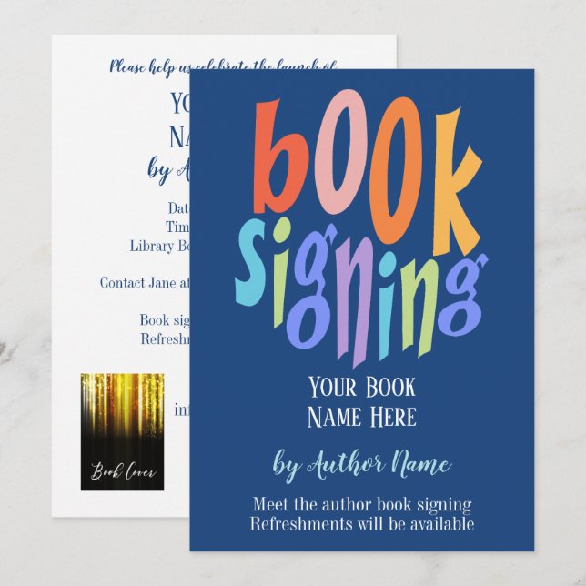 Invitación Autor de firma de libros Fiesta moderno (Anverso / Reverso)