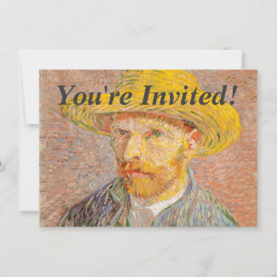 Invitación Autorretrato de Vincent Van Gogh con sombrero de p