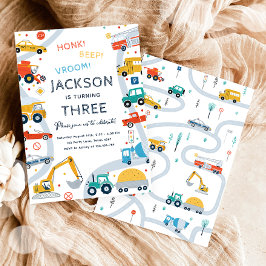 Invitación Autos de la ciudad de transporte y camionetas Cump