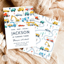 Invitación Autos de la ciudad de transporte y camionetas Cump