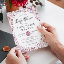 Invitación Autumant Elegant Purple Foliage Baby Shower